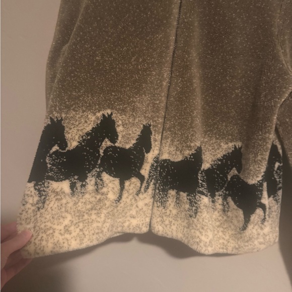 Horse Print Zip Up Jacket Equestrian Western Cowgirl Cowboy - Picture 3 of 6